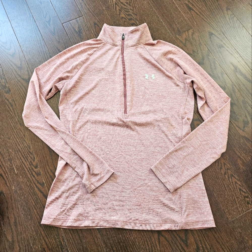 Under Armour Women's Heathered Pink Quarter-Zip Sweatshirt
